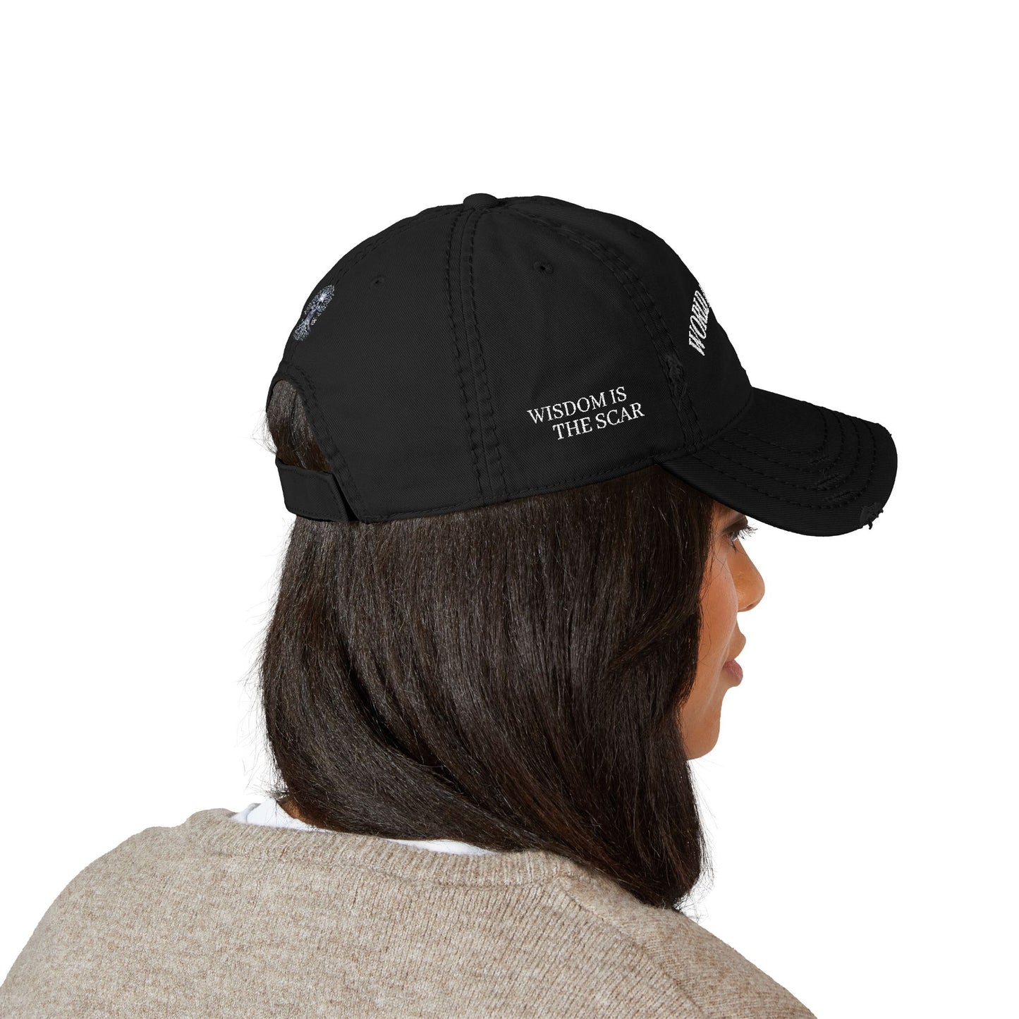 Distressed Dad Hat - World at Large Embroidered Cap, Casual Hat for Every Day, Trendy Style, Birthday Gift, Summer Accessory