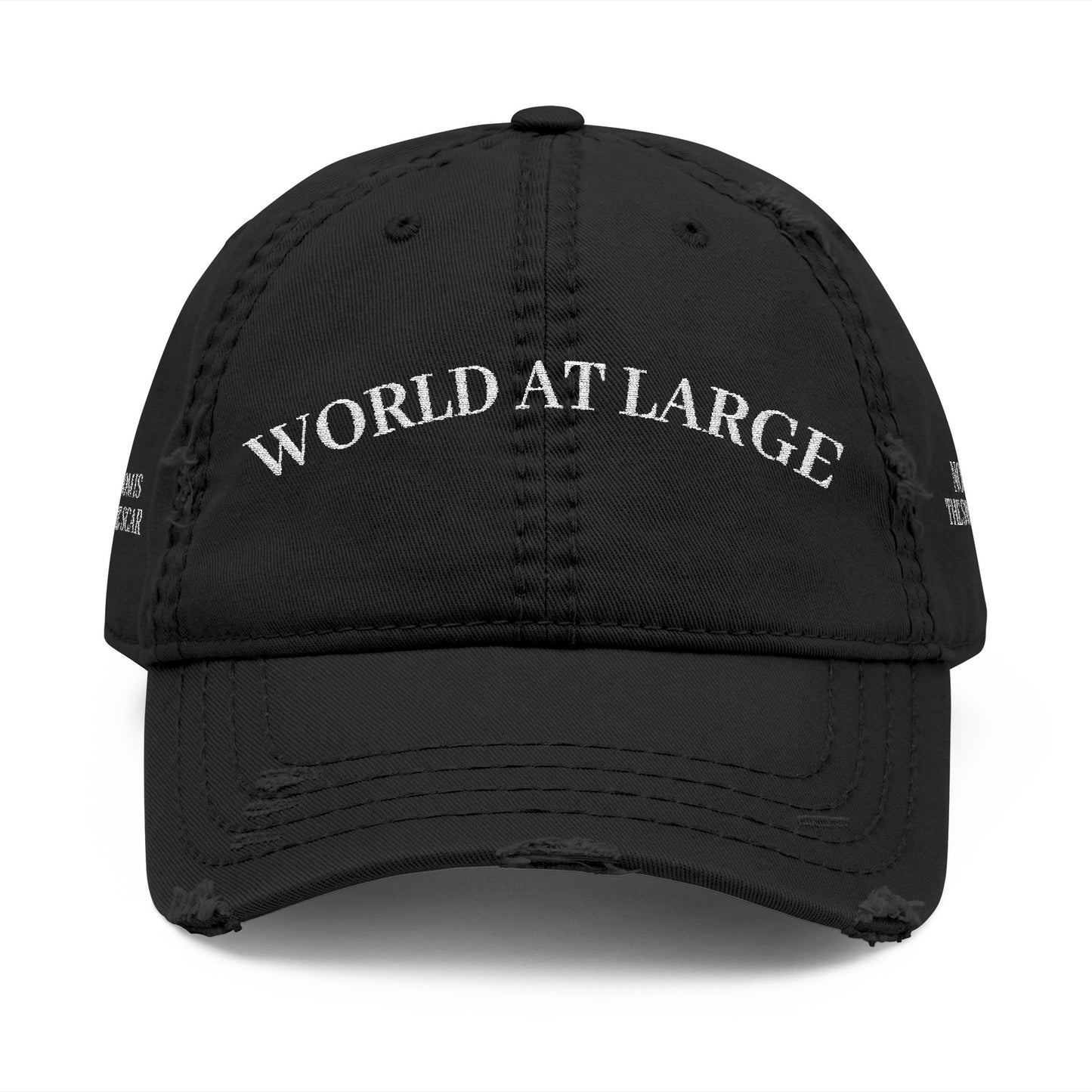 Distressed Dad Hat - World at Large Embroidered Cap, Casual Hat for Every Day, Trendy Style, Birthday Gift, Summer Accessory