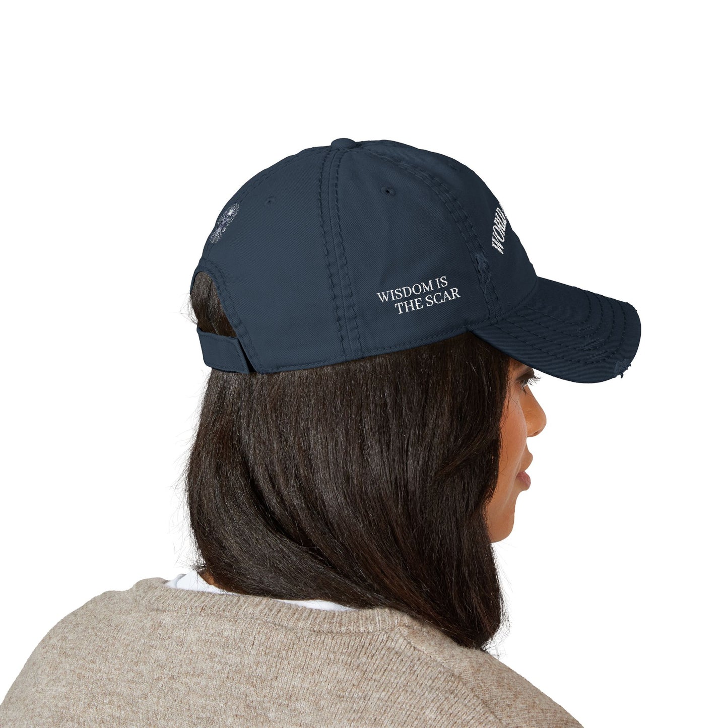 Distressed Dad Hat - World at Large Embroidered Cap, Casual Hat for Every Day, Trendy Style, Birthday Gift, Summer Accessory