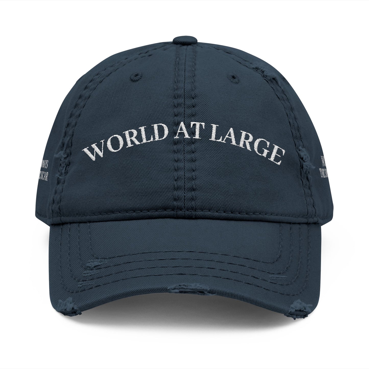 Distressed Dad Hat - World at Large Embroidered Cap, Casual Hat for Every Day, Trendy Style, Birthday Gift, Summer Accessory