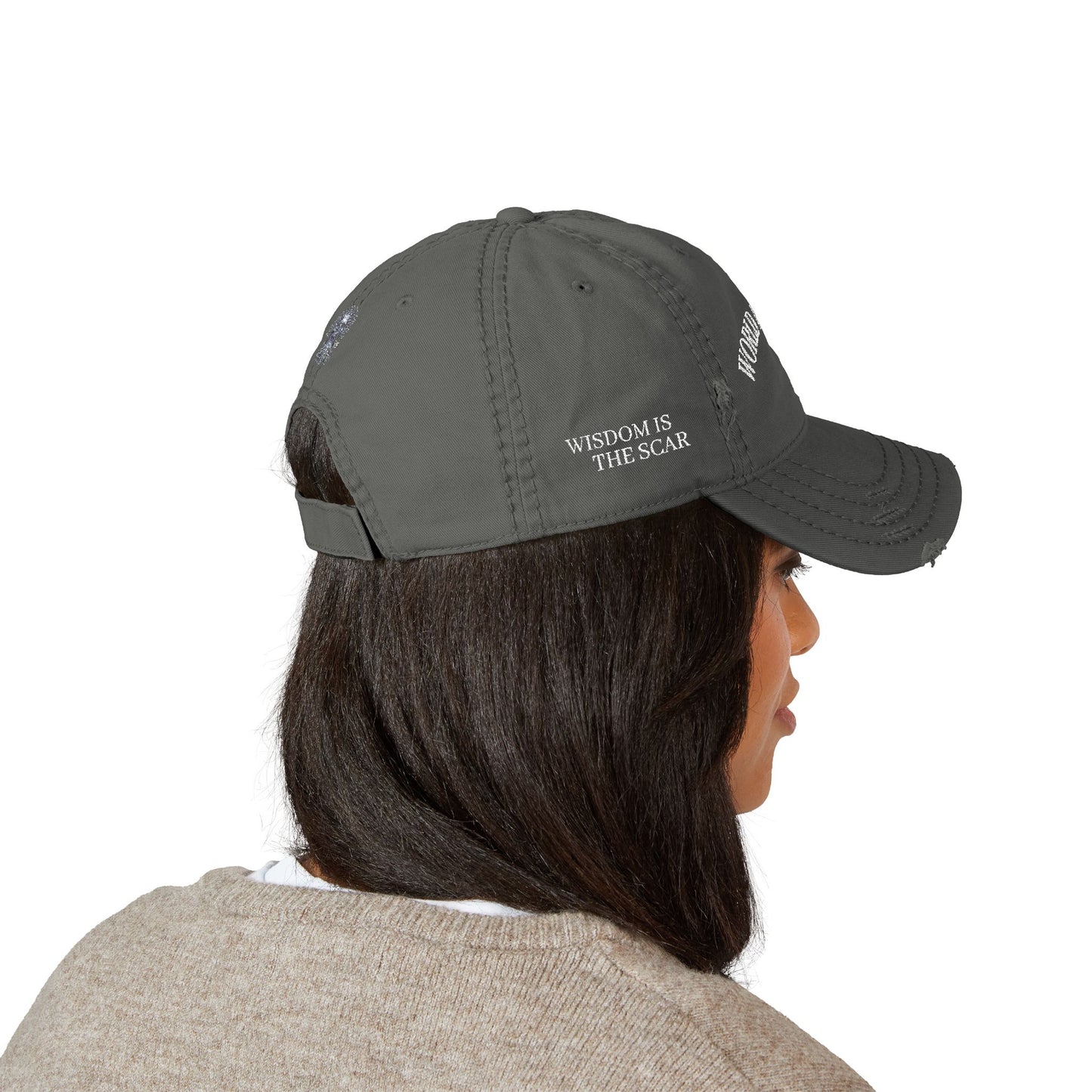 Distressed Dad Hat - World at Large Embroidered Cap, Casual Hat for Every Day, Trendy Style, Birthday Gift, Summer Accessory