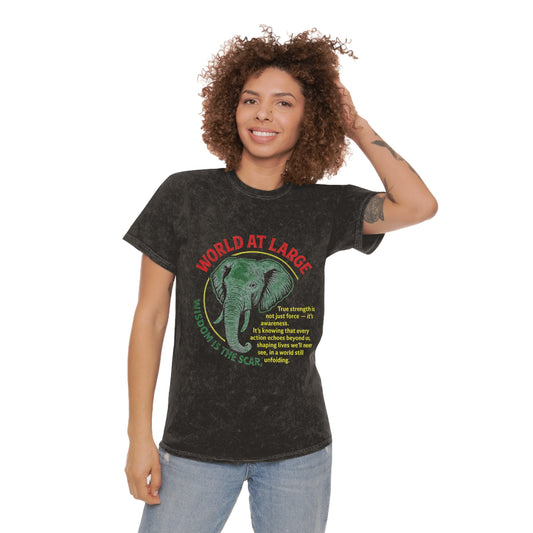 Unisex Mineral Wash Elephant Graphic T-Shirt, Unique Fashion Tee for Nature Lovers, Casual Wear, Eco-Friendly Gift, Cool Artwork T-Shirt