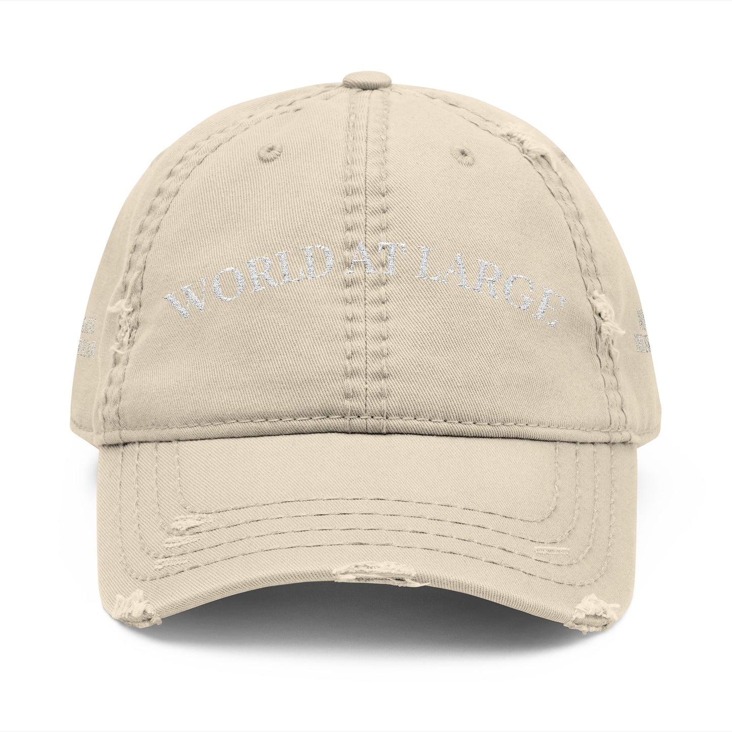 Distressed Dad Hat - World at Large Embroidered Cap, Casual Hat for Every Day, Trendy Style, Birthday Gift, Summer Accessory